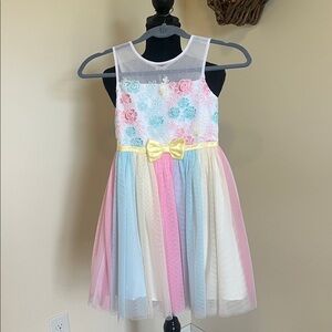 Jona Michelle Pastel Floral Kids Dress with Bow